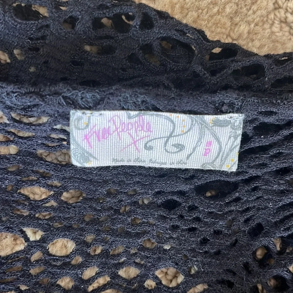 Free People Black Crochet Top Size Small